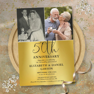 Dann und Jetzt 2 Foto 50. Hochzeitstag Einladung