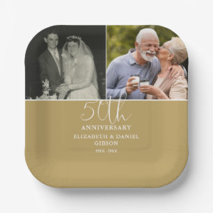 Dann und Jetzt 2 Foto 50. Hochzeitstag Pappteller