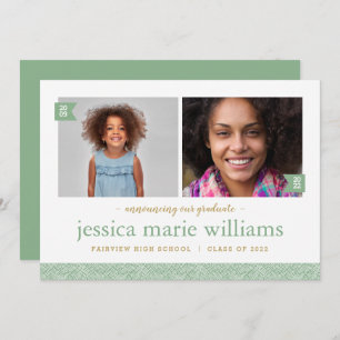 Dann und jetzt 2 Foto Abschluss Ankündigung