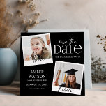 Dann und Jetzt | 2 Foto-Abschluss Save The Date<br><div class="desc">Moderne Dann-und-Jetzt-2-Foto-Abschluss-Save-the-Date-Karten mit 2 Fotos des Absolventen aus verschiedenen Lebensphasen. Die minimalistische Karte enthält eine stilvolle Ankündigungvorlage,  die leicht zu bearbeiten und zu personalisieren ist.</div>