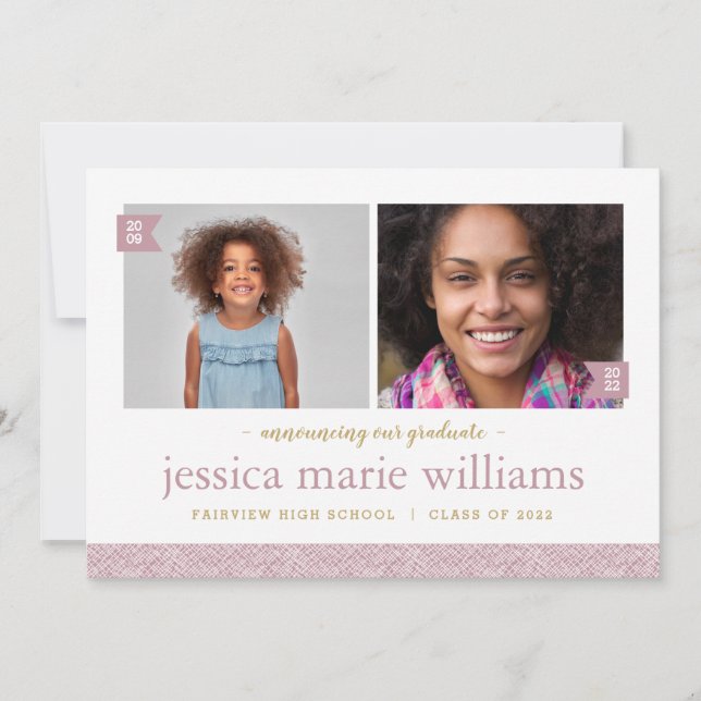 Dann und jetzt 2 Foto Graduation Party Einladung (Vorderseite)