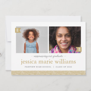 Dann und jetzt 2 Foto Graduation Party Einladung