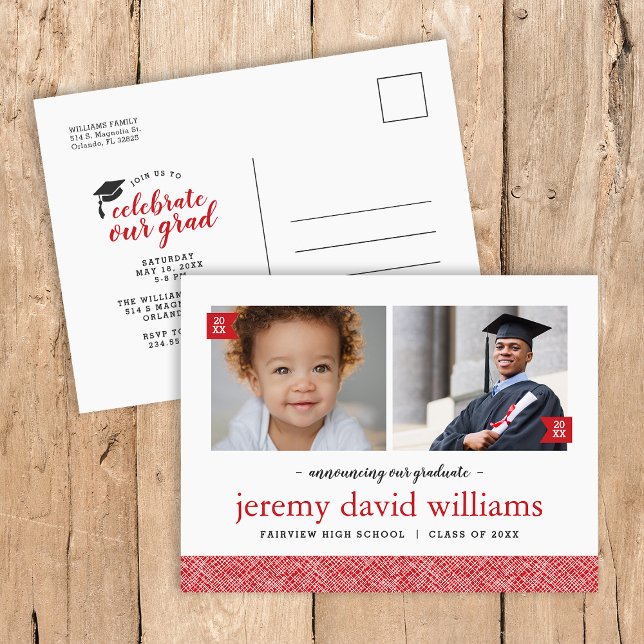 Dann und jetzt 2 Foto Graduation Party Einladung (Von Creator hochgeladen)