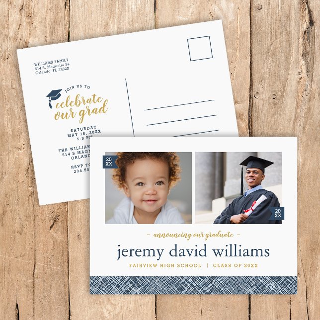 Dann und jetzt 2 Foto Graduation Party Einladung (Von Creator hochgeladen)