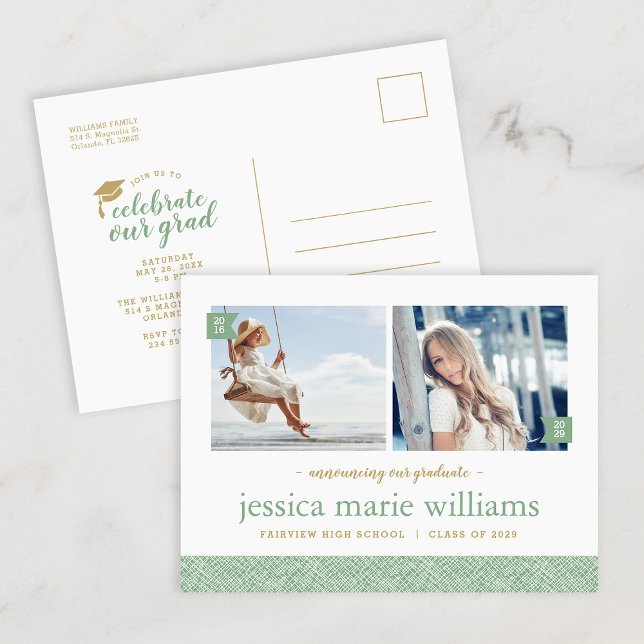 Dann und jetzt 2 Foto Graduation Party Einladung (Von Creator hochgeladen)