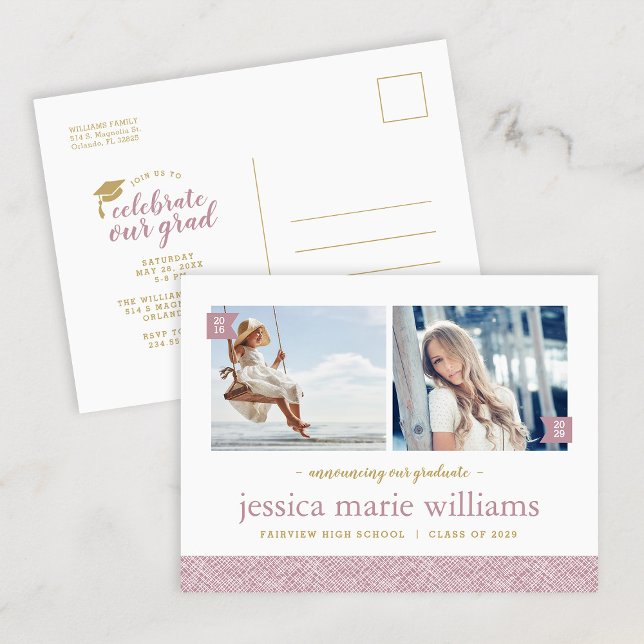 Dann und jetzt 2 Foto Graduation Party Einladung (Von Creator hochgeladen)