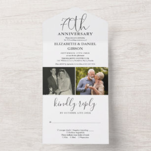 Dann und Jetzt 2 Fotos 70. Hochzeitstag All In One Einladung