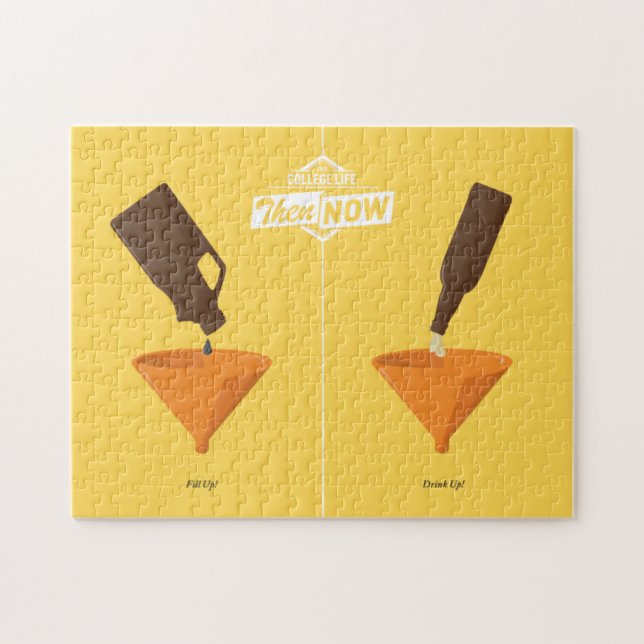 Dann und jetzt: Bier Pong Puzzle (Horizontal)