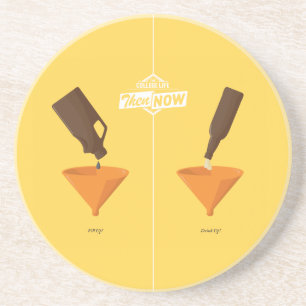 Dann und jetzt: Bier Pong Sandstein Untersetzer