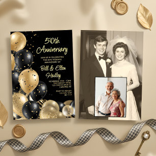 Dann und jetzt das 50. Foto zum Hochzeitstag Einladung