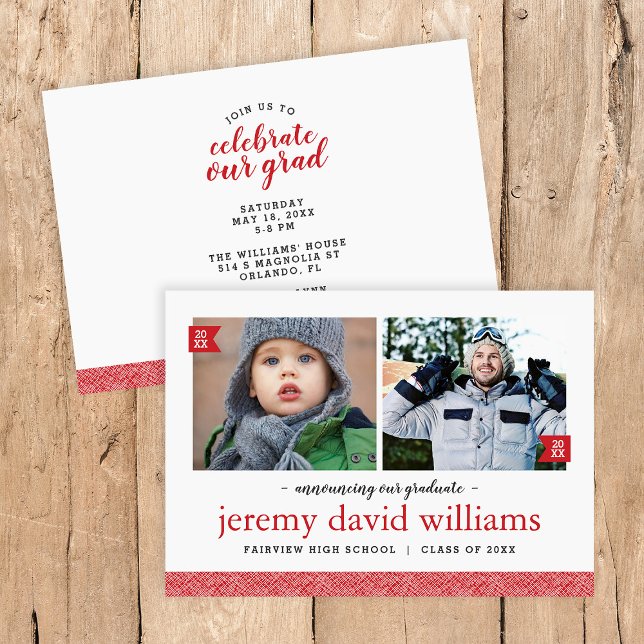 Dann und jetzt Foto Abschluss Einladung (Von Creator hochgeladen)