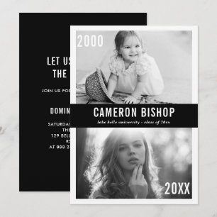 Dann und Jetzt Foto-Abschlussfeier-Einladung Einladung