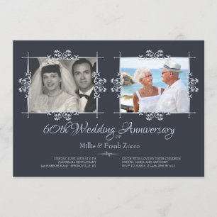 Dann und jetzt Foto Anniversary Einladung