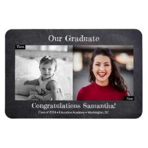 Dann und jetzt Graduate Foto Abschluss Magnet