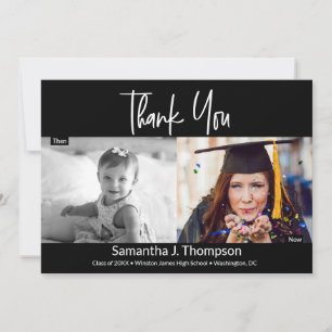 Dann und Jetzt Graduate's Foto Vielen Dank Ankündigung