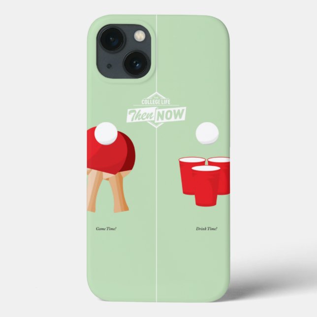 Dann und jetzt: Klingeln Pong Case-Mate iPhone Hülle (Rückseite)