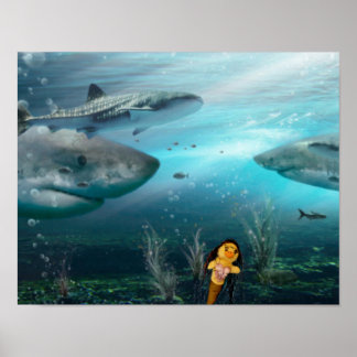Danni die Meerjungfrau und ihre Hai-Freunde Poster