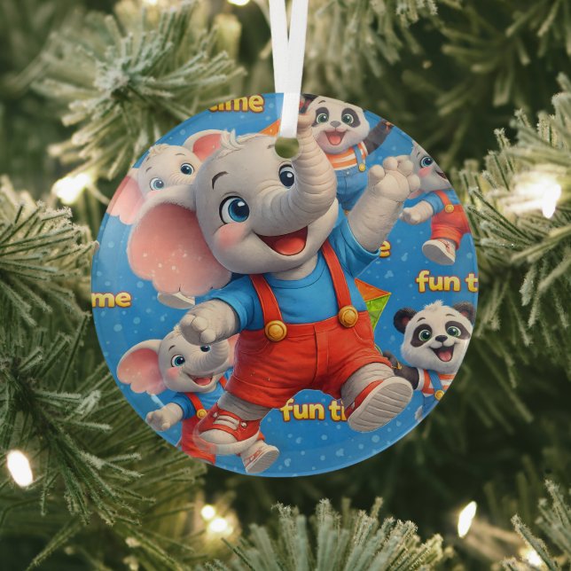 Danny and Dave elephant and panda Funtime Christma Ornament Aus Glas (InSitu)