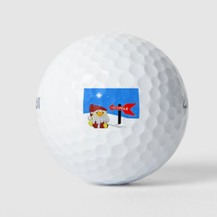 Danny Duck als Weihnachtsmann macht sich auf den W Golfball
