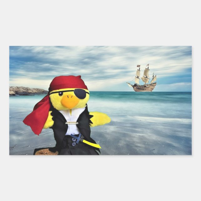Danny Duck, der rechteckige Aufkleber für Piraten (Vorderseite)