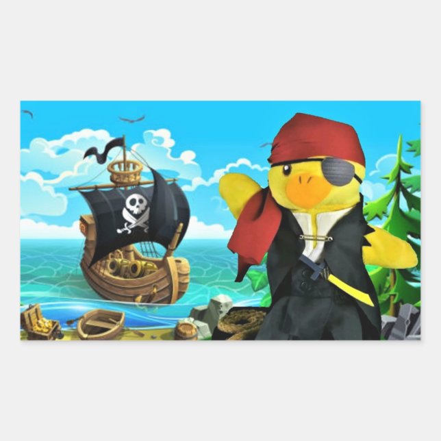 Danny Duck, der rechteckige Aufkleber für Piraten (Vorderseite)