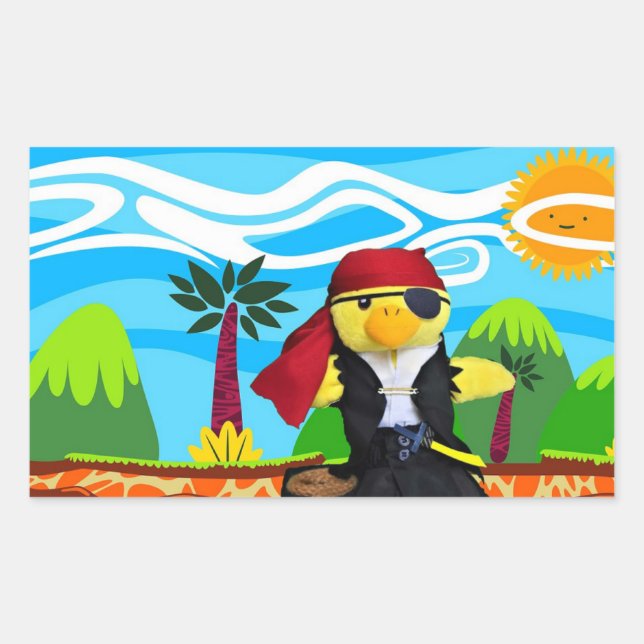 Danny Duck, der rechteckige Aufkleber für Piraten (Vorderseite)