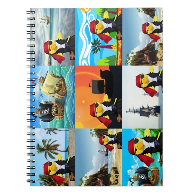 Danny Duck the Pirate Collage Notebook Notizblock (Vorderseite)