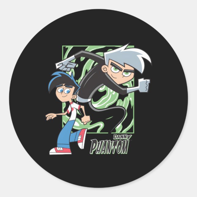 Danny Phantom mit Danny und Phantom Runder Aufkleber (Vorderseite)