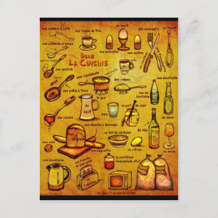 Dans La Cuisine - französische Vokabarte Postkarte