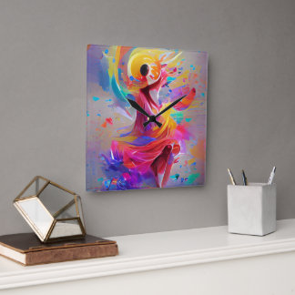 Dans of Joy Watch Quadratische Wanduhr