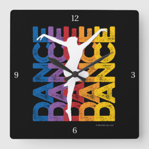 Danse et Lettres (Dance) Square Wall Clock Quadratische Wanduhr