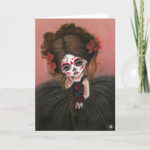 Danse Macabre big eye girl dia de los muertos Card Karte