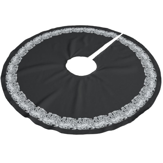 Danse Macabre Schwarz Polyester Weihnachtsbaumdecke (Schrägansicht)