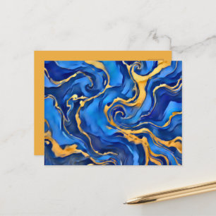 Danse Royale Reiches königliches Blau Gold Fließen Postkarte