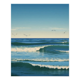 Dansende Golven onder de Hemel Poster