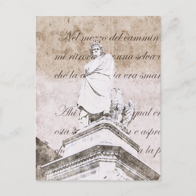 Dante Alighieri - mit Göttlichen Komödien Versen Postkarte (Vorderseite)