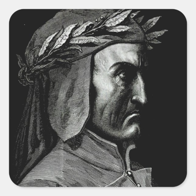 Dante Alighieri Portrait Quadratischer Aufkleber (Vorderseite)