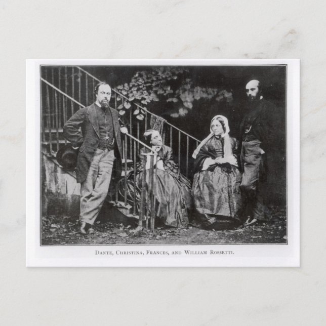Dante, Christina, Frances und William Rossetti Postkarte (Vorderseite)
