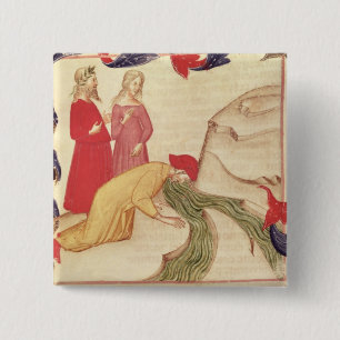 Dante, der bevor dem Hereinkommen sich reinigt Button