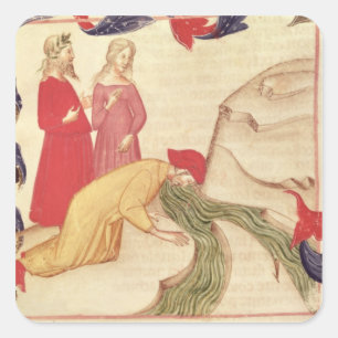 Dante, der bevor dem Hereinkommen sich reinigt Quadratischer Aufkleber