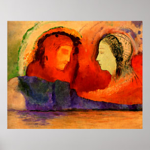 Dante et Beatrice, Kunstwerk von Odilon Redon, Poster