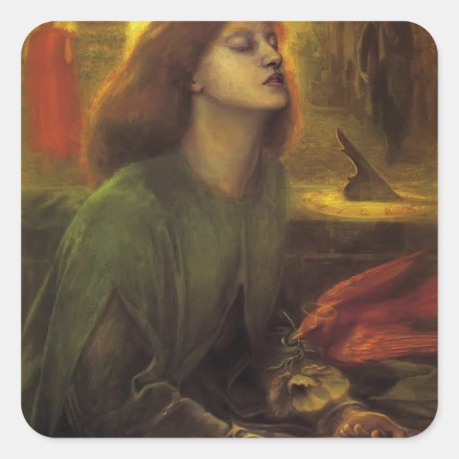Dante Gabriel Rossetti - Beata Beatrix Quadratischer Aufkleber (Vorderseite)