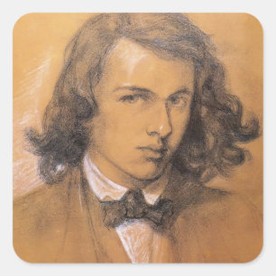 Dante Gabriel Rossetti - Selbstportrait Quadratischer Aufkleber