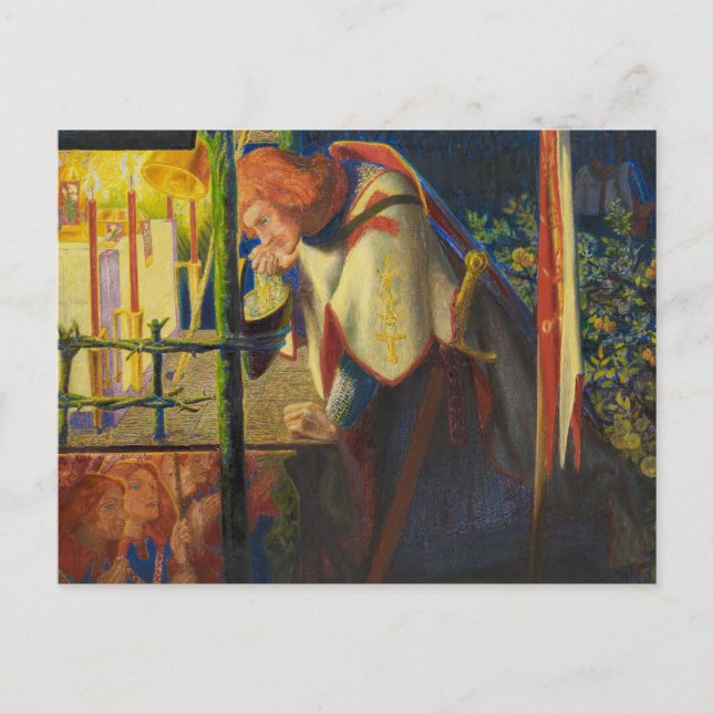 Dante Gabriel Rossetti - Sir Galahad in der Ruine Postkarte (Vorderseite)