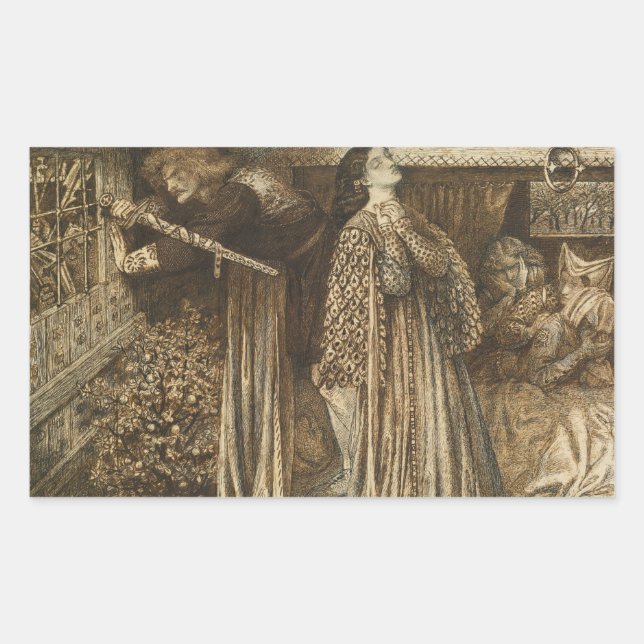 Dante Gabriel Rossetti - Sir Launcelot Rechteckiger Aufkleber (Vorderseite)