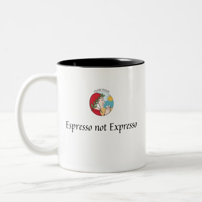 Dante-Tasse "Espresso not Expresso" Zweifarbige Tasse (Links)