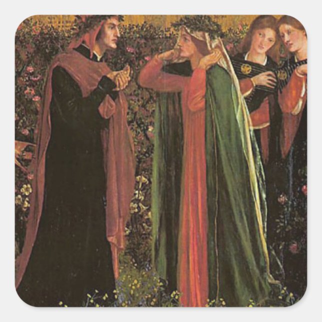 Dante trifft Beatrice Quadratischer Aufkleber (Vorderseite)