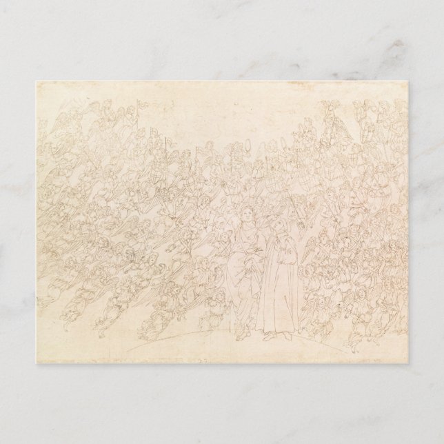 Dante und Beatrice, aus Dantes `Göttlicher Postkarte (Vorderseite)