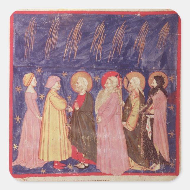 Dante und Beatrice mit den Heiligen des Paradieses Quadratischer Aufkleber (Vorderseite)