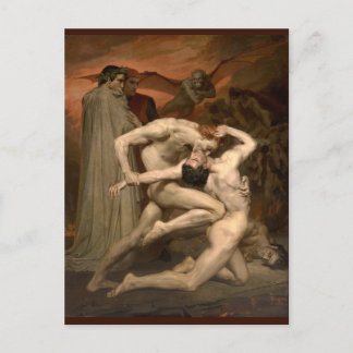 Dante und Virgil Bouguereau Vintage Kunst Postkarte